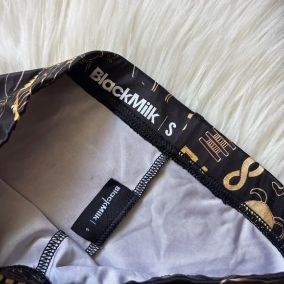BlackMilk Hieroglyphics Black Gold Leggings Small S - Picture 3 of 4
